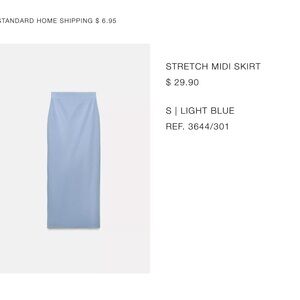 Zara Light Blue Stretch Midi Skirt